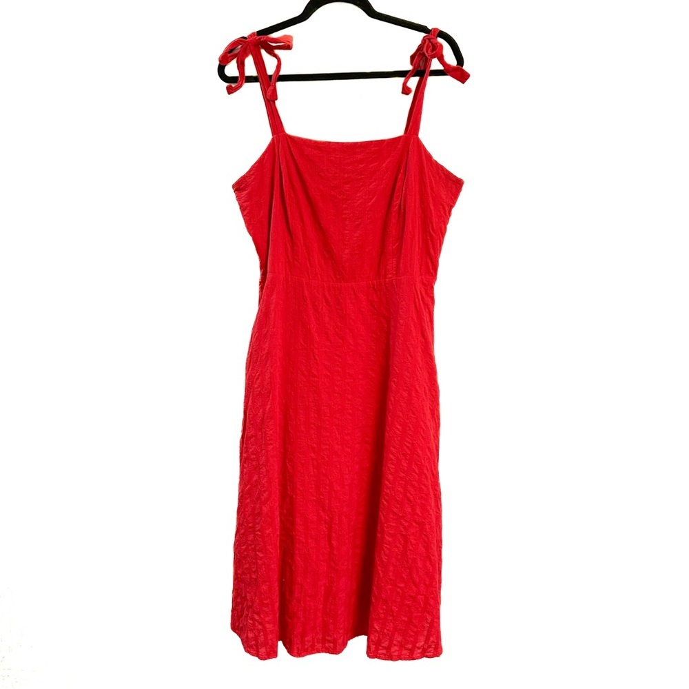 Draper James Red Tie-Shoulder Midi Dress